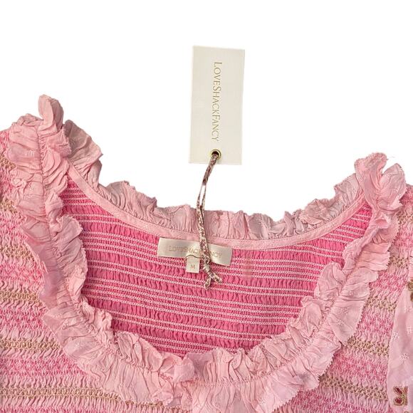 LoveShackFancy Celia Dress in Gilded Pink NWT Cottagecore Smocked Embroidered - Picture 10 of 14